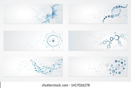 Set of dna molecule structure Science digital backgrounds vector 