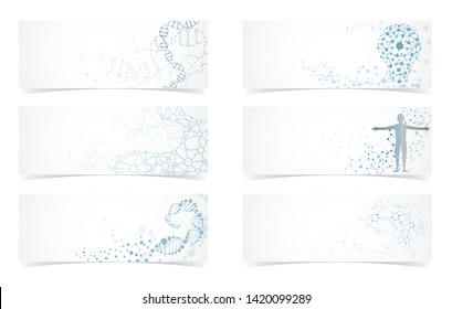 Set dna molecule structure Science digital backgrounds vector 