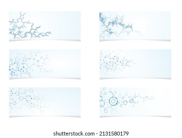 Set of dna molecule structure Science digital,network connection,internet information backgrounds vector