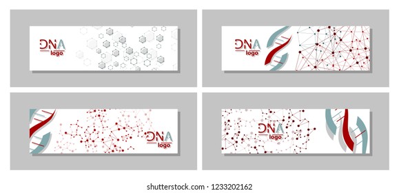 Set of DNA molecule vector brochure template. Flyer Layout. Creative modern design