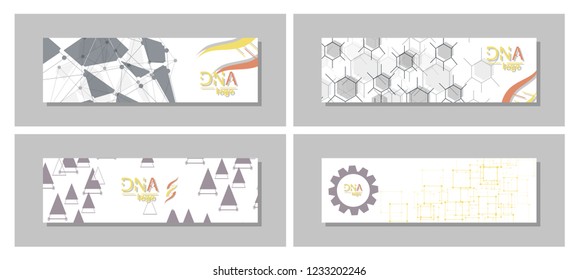 Set of DNA molecule vector brochure template. Flyer Layout. Creative modern design