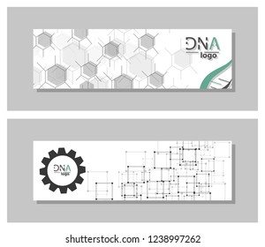 Set of DNA molecule vector brochure template. Flyer Layout. Creative modern design