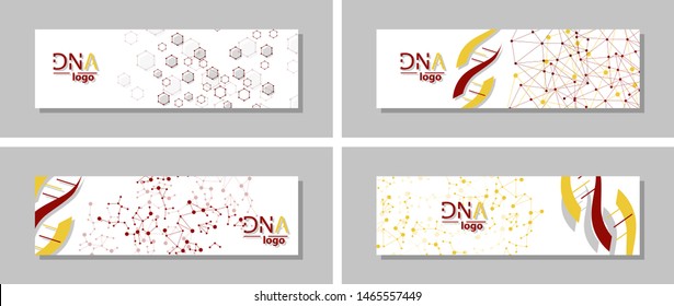 Set of DNA molecule vector brochure template. Flyer Layout. Creative modern design