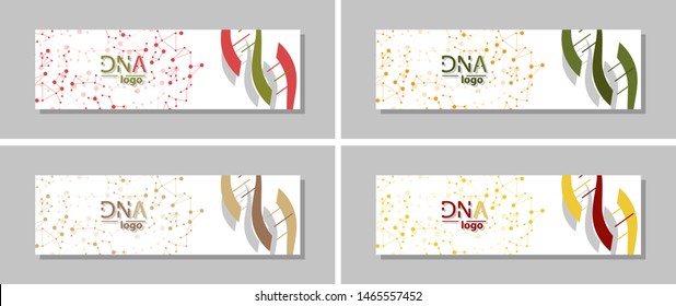 Set of DNA molecule vector brochure template. Flyer Layout. Creative modern design