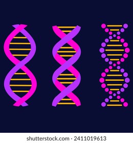 Menge DNA-Moleküle in leuchtenden Neonfarben