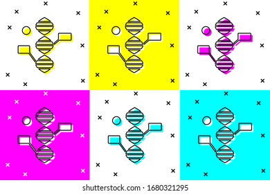 Set DNA symbol icon isolated on color background.  Vector Illustration
