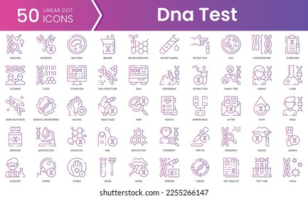 Set of dna test icons. Gradient style icon bundle. Vector Illustration