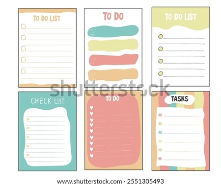 Set To do check list page doodle blank. Reminder, memo note hand drawn isolated on white. Pencil planner, notepad, sheet. 