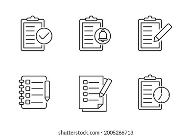 Set of to do list icon with line style isolated on white background