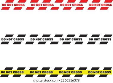 set of do not cross warning signs with different colors suitable for many uses