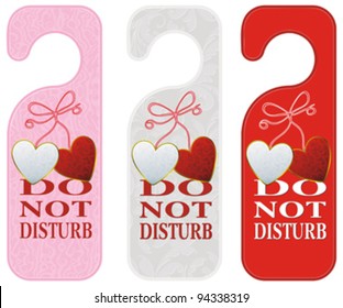 set of do not disturb labels with hearts
