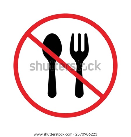 Set of Do not eat icon collection. No food, Forbidden eat,  No spoons symbol. Vector Illustration.
