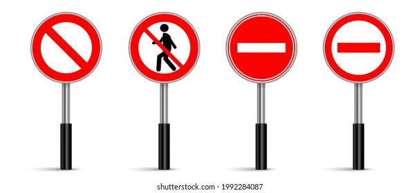 Set of do not enter signs vector, Warning symbol