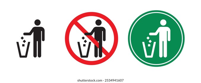 set of do not litter icon vector design illustration