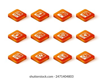Set DOC file document, MP3, EPS, M3U, PDF and MAX icon. Vector