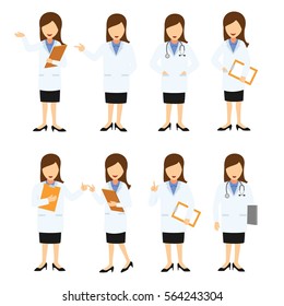 Set of Doctor Character Design Vector.