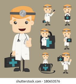 Set of doctor character poses , eps10 vector format