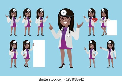 Set of doctor with different poses