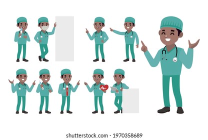 Set of doctor with different poses