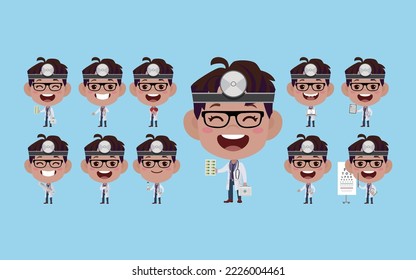 Set of doctor with different poses