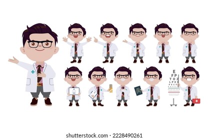 Set of doctor with different poses