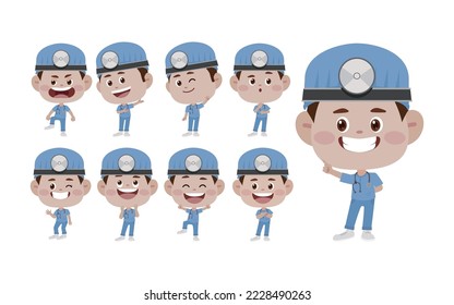 Set of doctor with different poses
