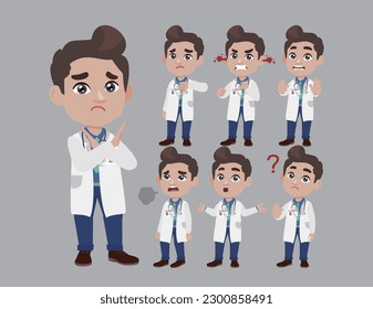 Set of doctor with different poses