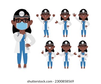 Set of doctor with different poses