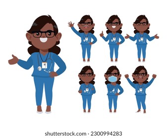 Set of doctor with different poses