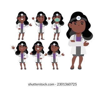 Conjunto de médicos con diferentes poses