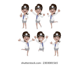 Set of doctor with different poses