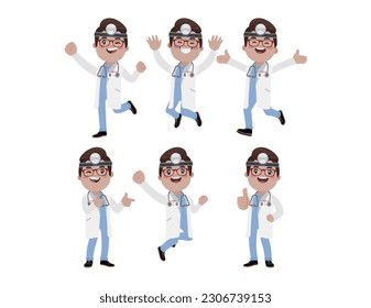 Set of doctor with different poses