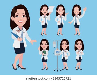 Set of doctor with different poses