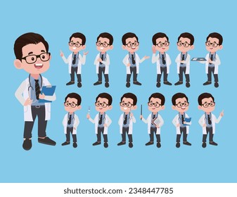 Set of doctor with different poses