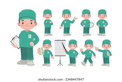 Set of doctor with different poses