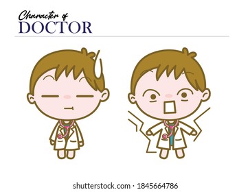 Set of doctor feel, Cartoon doctor character design, Vector illustration.