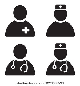 Set of doctor icons. Physician, provider of patient care. Vector illustration.