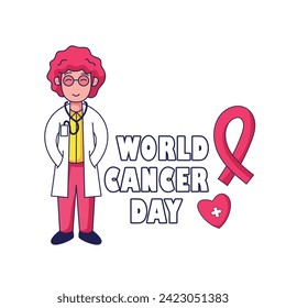 set of doctor illustrations. world cancer day