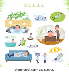 A Set Of Doctor Man About Relaxing.There Are Actions Such As Vacation And Stress Relief.It's Vector Art So It's Easy To Edit.