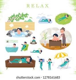 A set of Doctor man about relaxing.There are actions such as vacation and stress relief.It's vector art so it's easy to edit.