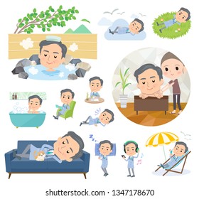 A Set Of Doctor Man About Relaxing.There Are Actions Such As Vacation And Stress Relief.It's Vector Art So It's Easy To Edit.
