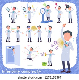 A set of doctor man on inferiority complex.There are actions suffering from smell and appearance.It's vector art so it's easy to edit.