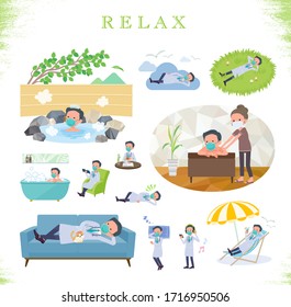 A Set Of Doctor Man Wearing N95mask About Relaxing.There Are Actions Such As Vacation And Stress Relief.It's Vector Art So It's Easy To Edit.