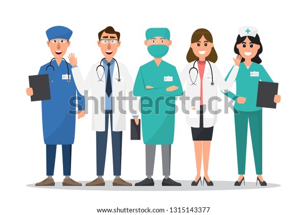 Set Doctor Nurse Cartoon Characters Medical Stock Vector (Royalty Free ...