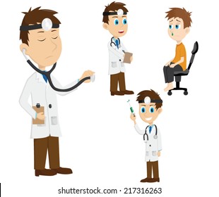 Set Of Doctor With Patient