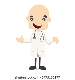 set of doctor poses doing activities man