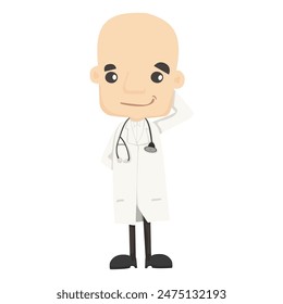 set of doctor poses doing activities man