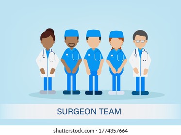 Set of doctor and surgeon characters flat design vector illustration