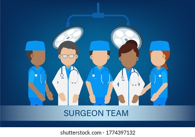 Set of doctor and surgeon characters flat design vector illustration