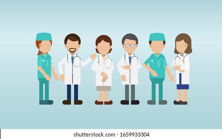 Set of doctor and surgeon characters vector illustration